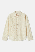 Women's East Side Boxy L/S Button Down in the color Whitecap - Front Product View