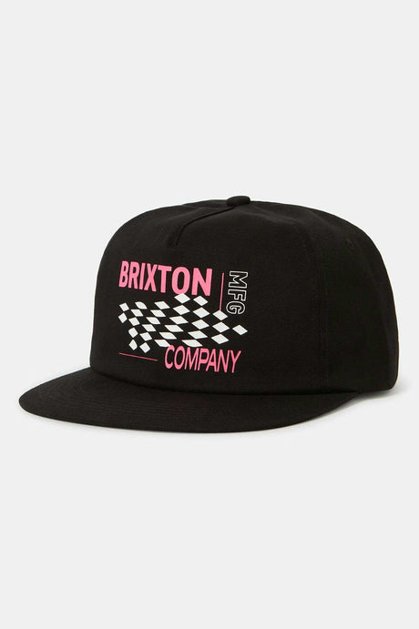 Brixton Unisex Neon Finish Line HP Snapback - Black/Pink | Profile