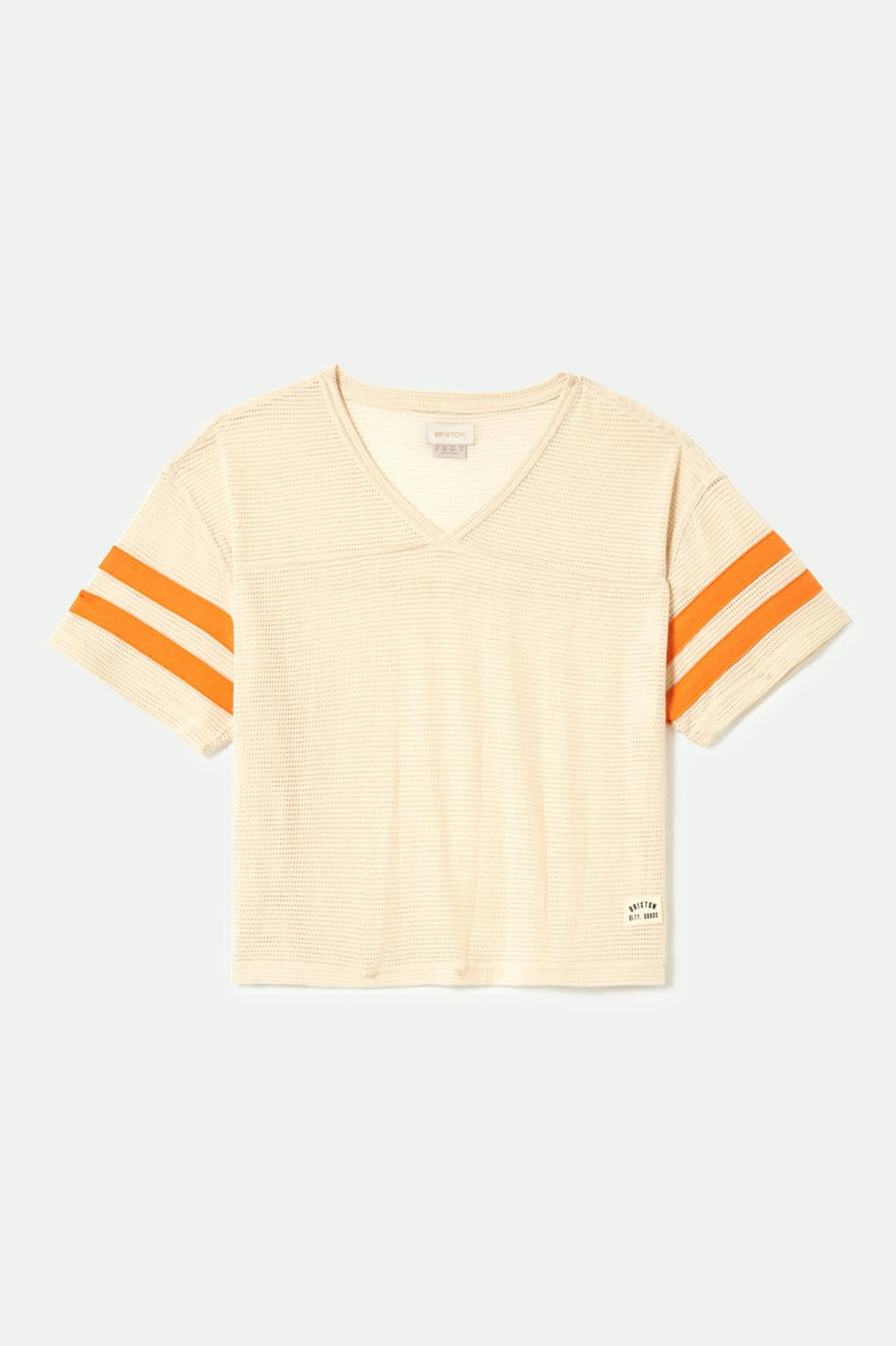 Women's Varsity Football Mesh T-Shirt in the color Whitecap - Front Product View