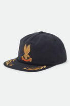 Unisex Covall Snapback in the color Black - Front Product Laydown Image
