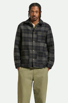 Men's Shop Menswear Chore Coat in the color Black/Charcoal Plaid - Men's Front View