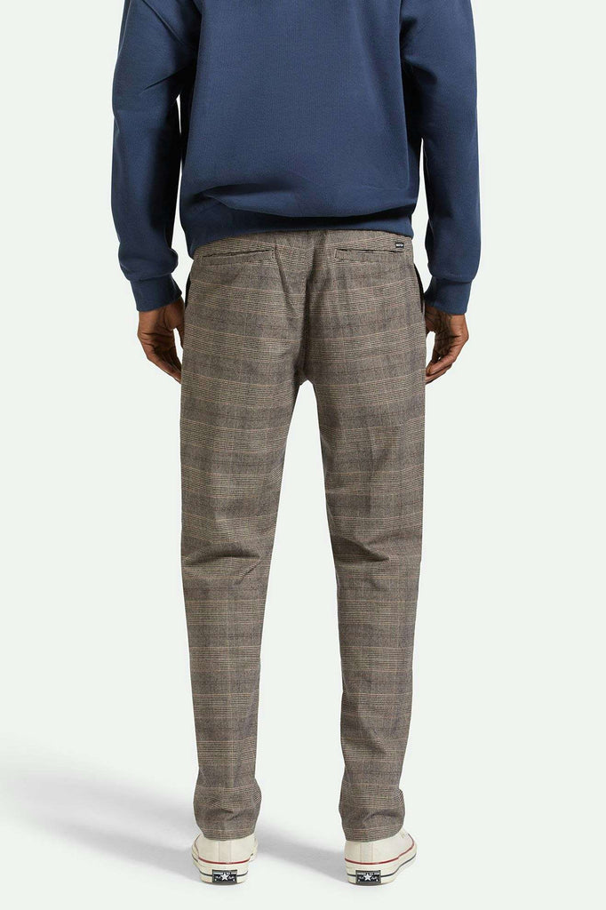 Men's Back Fit Image | Broadway Houndstooth E-waist Relaxed Pant - Brown/Cream Houndstooth