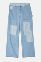 Women's Essex Patchwork Painter Pant in the color Denim Patchwork - Front Product Laydown Image