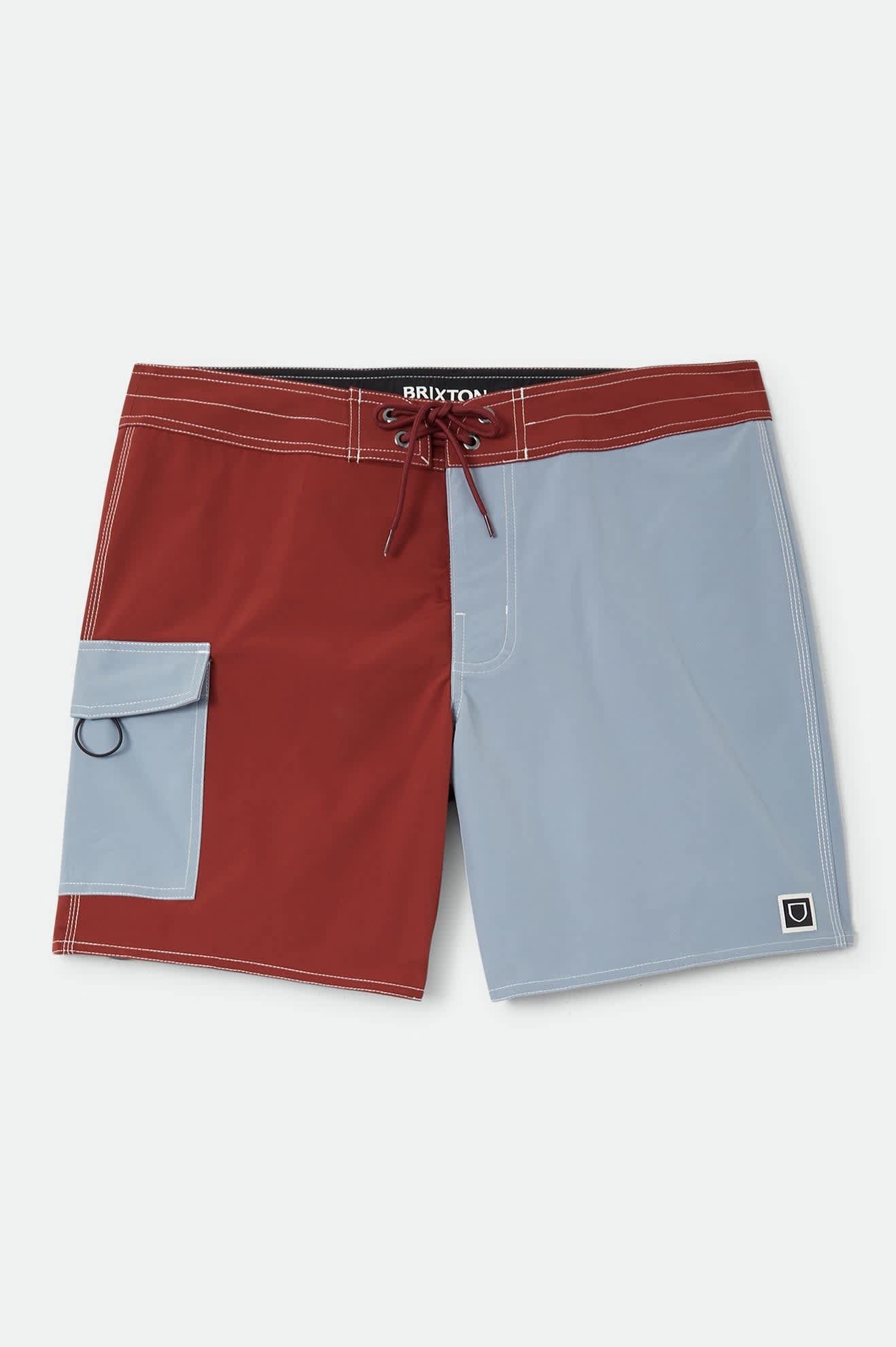Men's Classic Trunk 17" in the color Dark Brick/Dusty Blue - Front Product Laydown Image