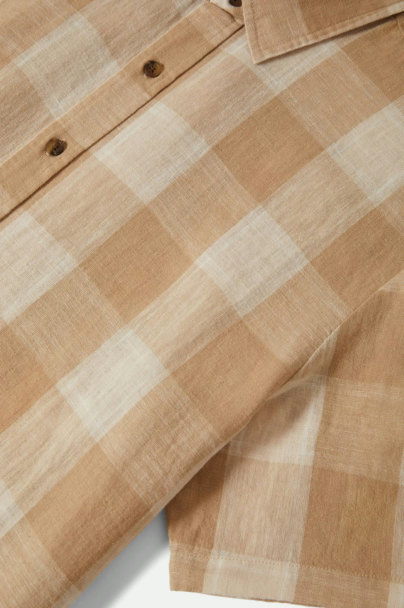 Men's Cru Linen Blend S/S Shirt in the color Off White/Sand - Additional Laydown image