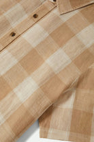 Men's Cru Linen Blend S/S Shirt in the color Off White/Sand - Additional Laydown image