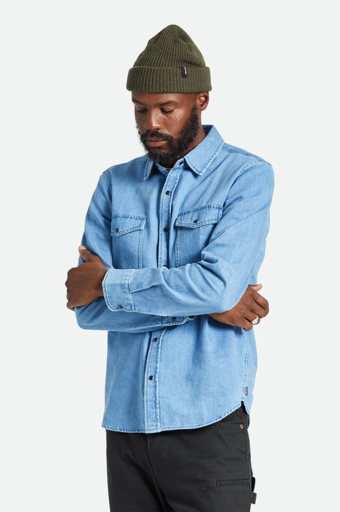 Brixton Wayne Stretch L/S Woven Shirt - Washed Indigo