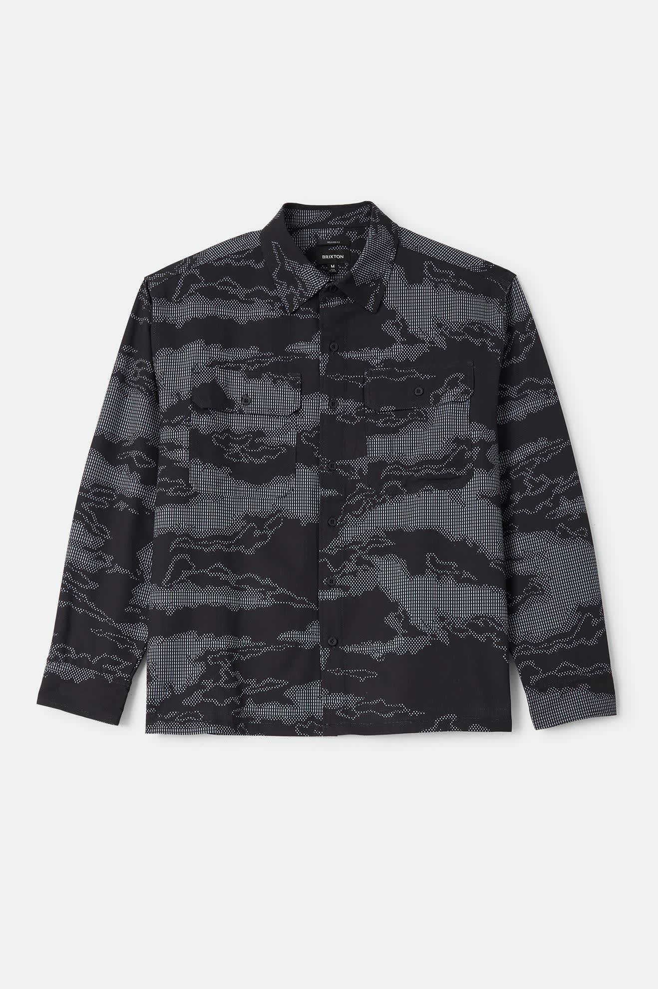 Men's Journey Lightweight Shirt in the color Black Camo - Front Product Laydown Image