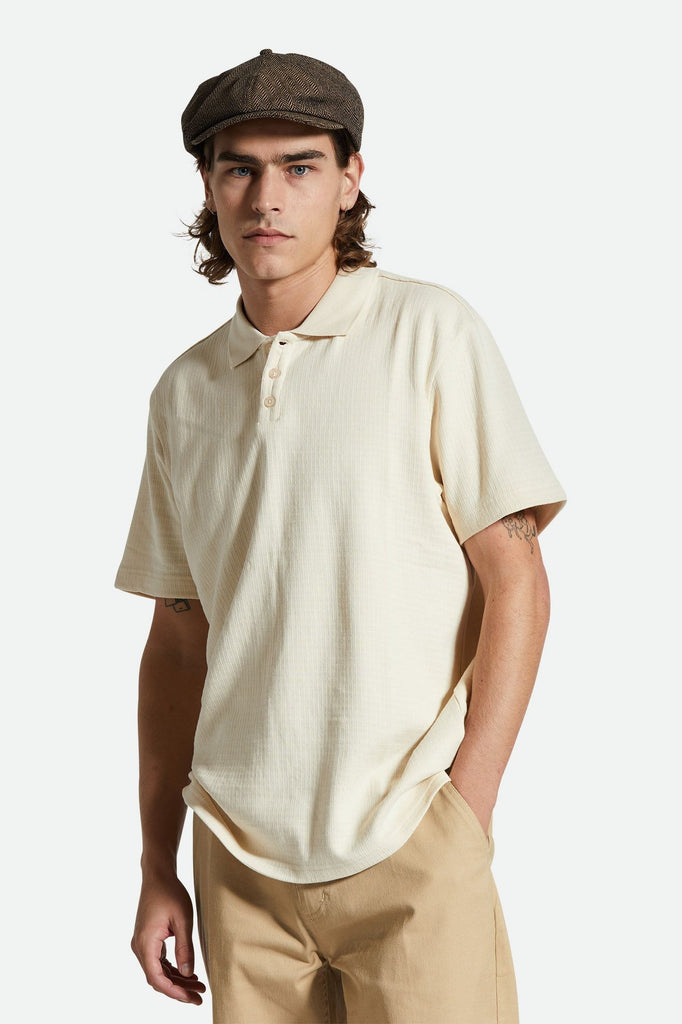 Men's Fit, Front View | Waffle S/S Polo - Whitecap