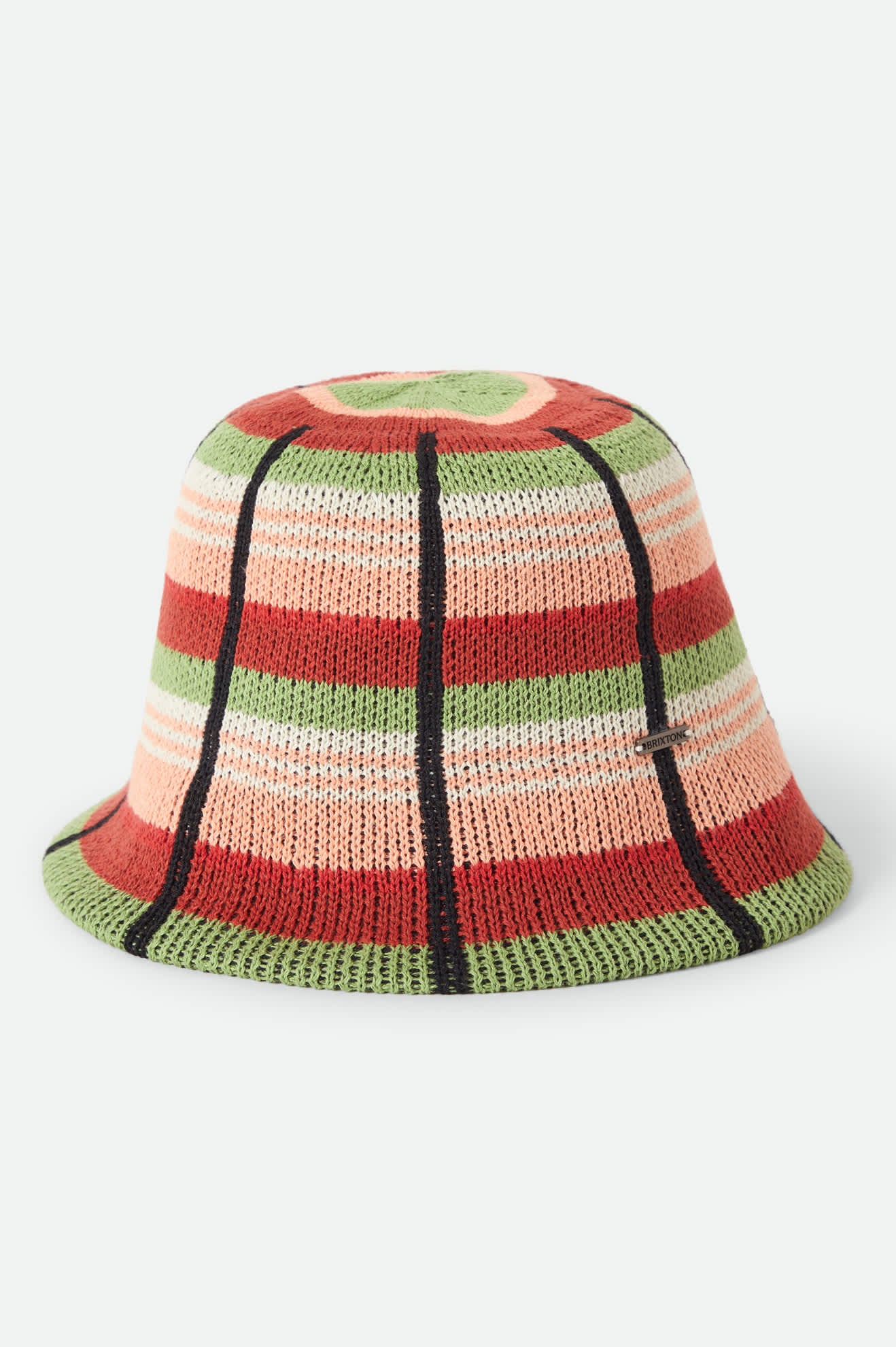 Women's Redding Knit Packable Hat in the color Peach Cobbler Multi Stripe - Front Product Laydown Image