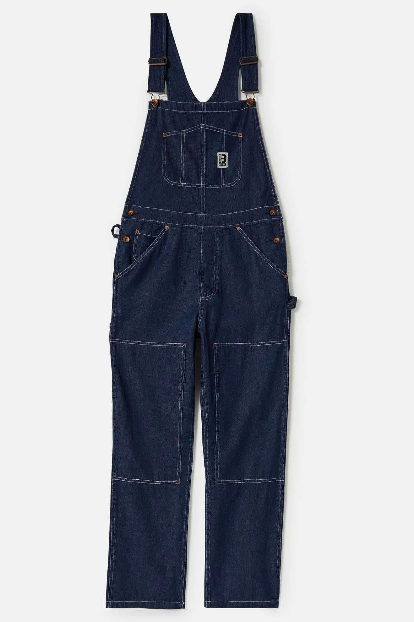 Men's Builders Overall in the color Rinse Denim - Front Product View
