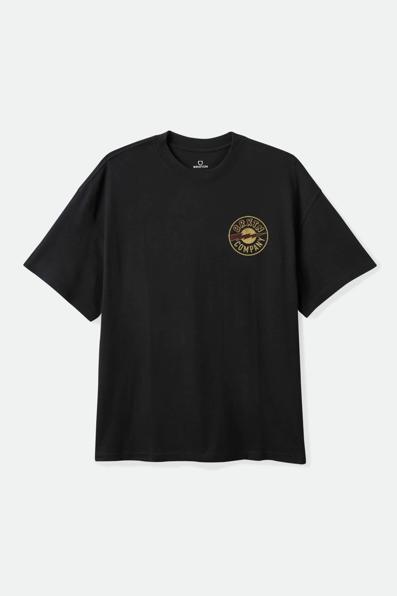 Men's Upson Boxed Crop T-Shirt in the color Black - Front Product Laydown Image