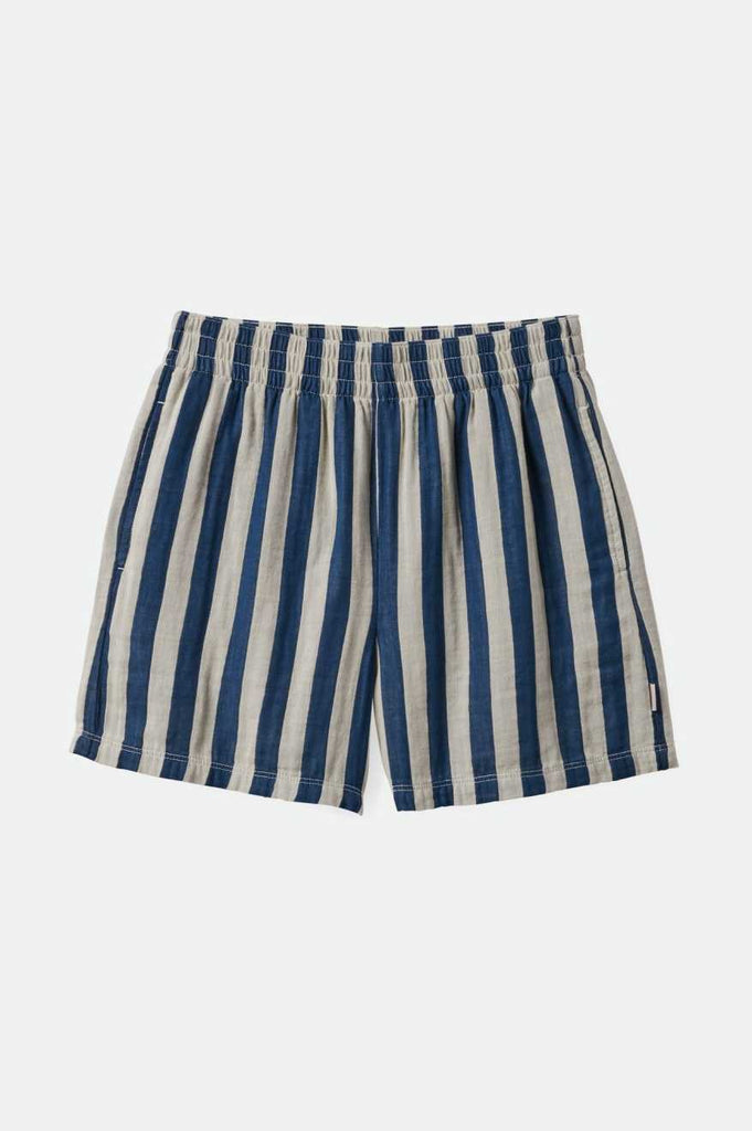 Brixton Women's Mykonos Stripe Boxer Short - Deep Sea | Profile