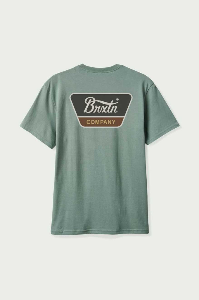 Brixton Men's Linwood S/S Standard T-Shirt - Chinois Green/Washed Black/Off White | Back
