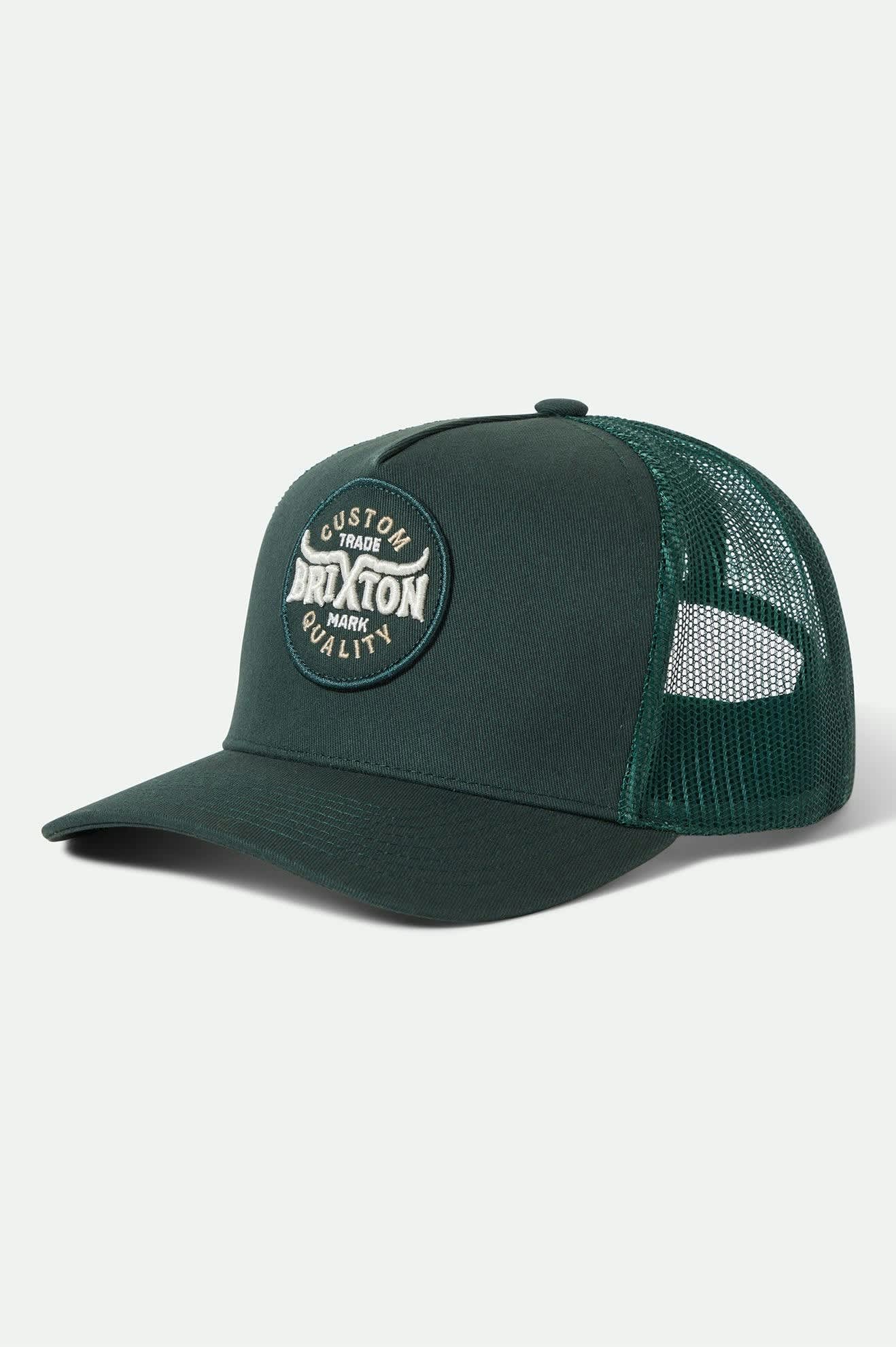 Unisex Gibson Netplus Trucker Hat in the color Deep Forest/Deep Forest - Front Product View