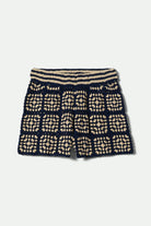 Women's Crochet Short in the color Mood Indigo/Off White - Front Product View
