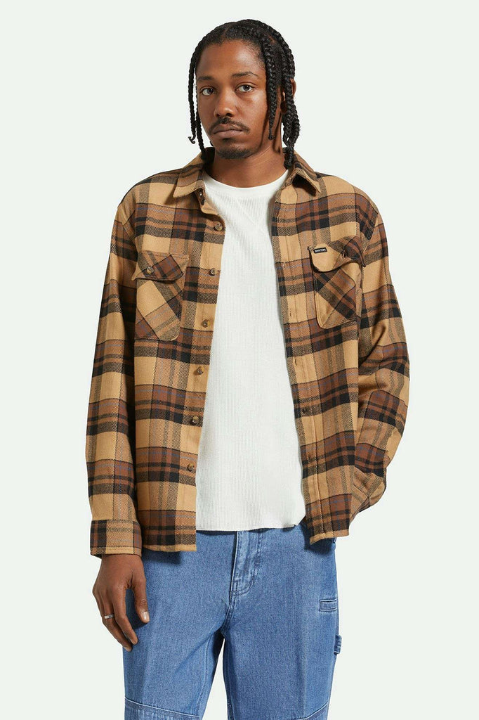 Men's Front Fit | Bowery L/S Flannel - Tigerʼs Eye/Pinecone Brown/Washed Black