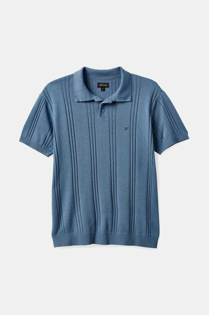Brixton Men's Weekend Reversible Merino Wool S/S Polo - Washed Navy | Profile