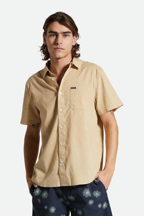 Men's Fit, Front View | Charter Sol Wash S/S Woven Shirt - Oat Milk Sol Wash