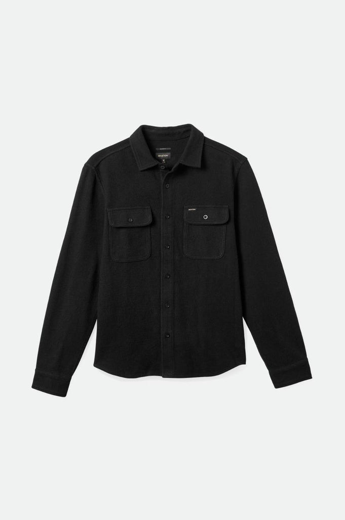 Brixton Men's Bowery Textured Loop Twill L/S Overshirt - Black | Profile