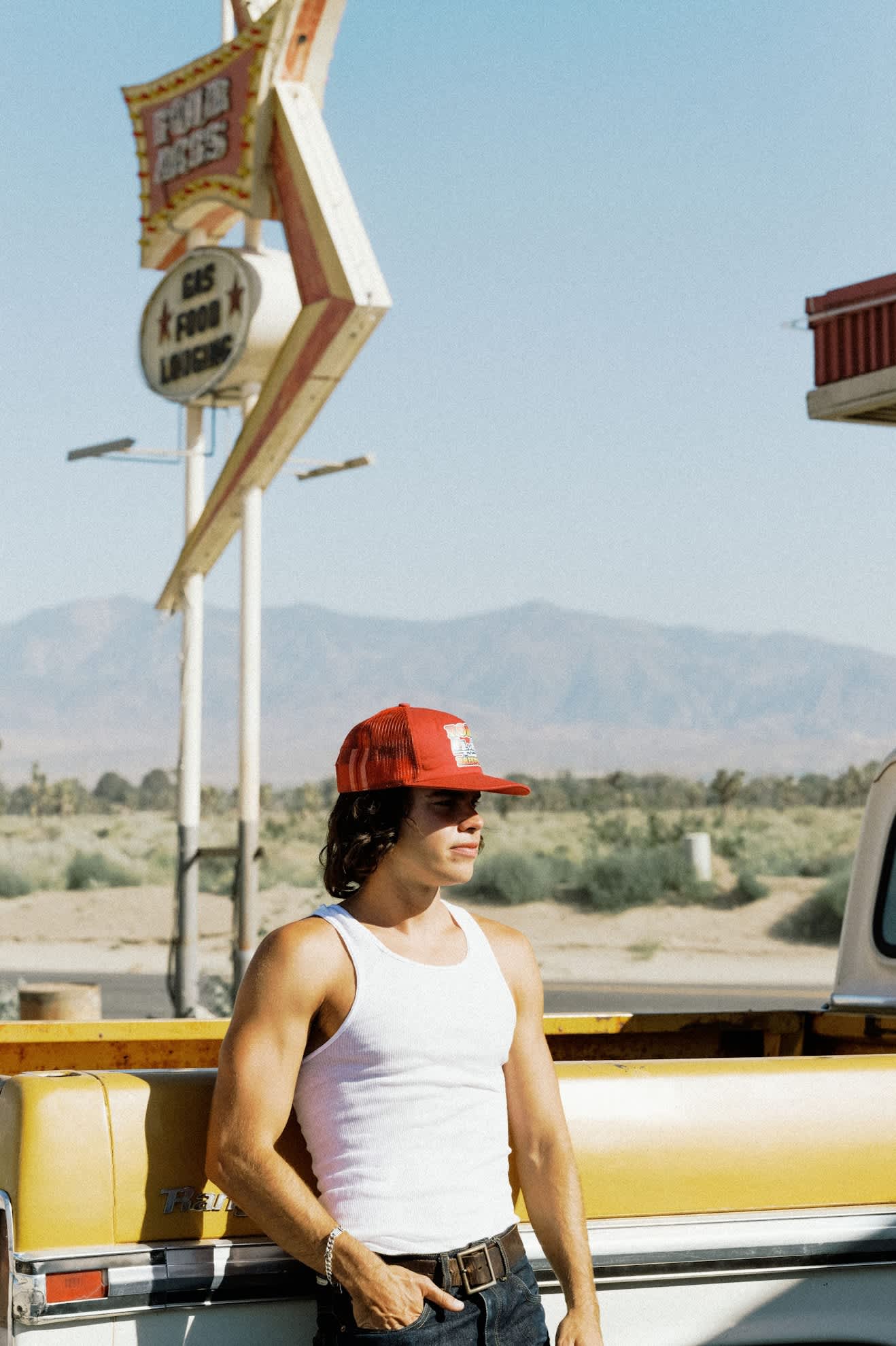 Unisex Ford 4x4 Chrome Trucker Hat in the color Rangoon Red - Men's Lifestyle 3.0