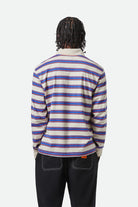 Men's Vintage Stripe L/S Polo  in the color Electric Blue/Flame/Whitecap - Men's Back View