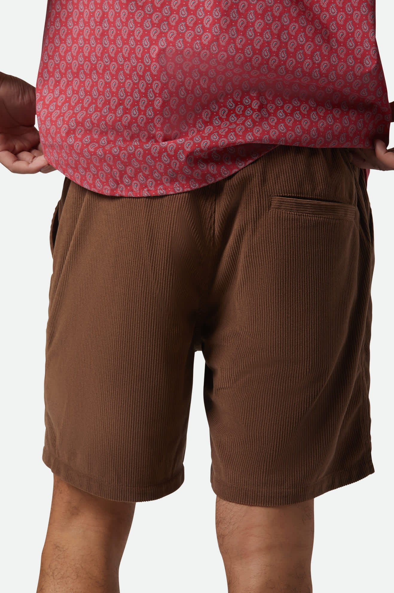 Men's Everyday Corduroy Short in the color Pinecone Brown - Men's Back View