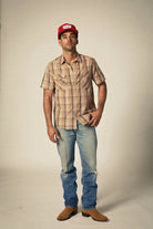 Men's Wayne Western S/S Shirt in the color Western Plaid - Additional Fit View
