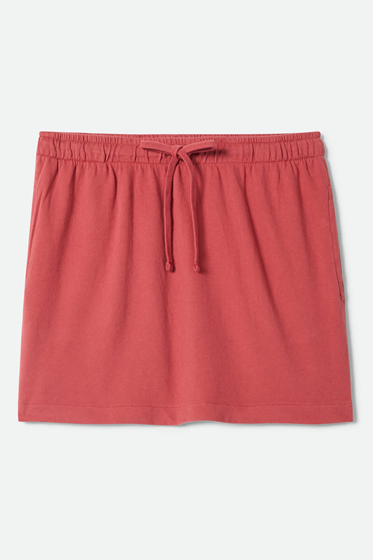 Women's Carefree Organic Garment Dye Lounge Skirt in the color Robust Red - Front Product Laydown Image