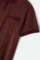 Men's Weekend Herringbone S/S Polo in the color Port/Pinecone Brown - Additional Laydown image