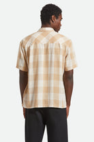 Men's Cru Linen Blend S/S Shirt in the color Off White/Sand - Men's Back View