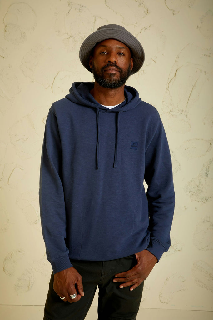 Brixton Alpha Square Slub French Terry Hood - Washed Navy