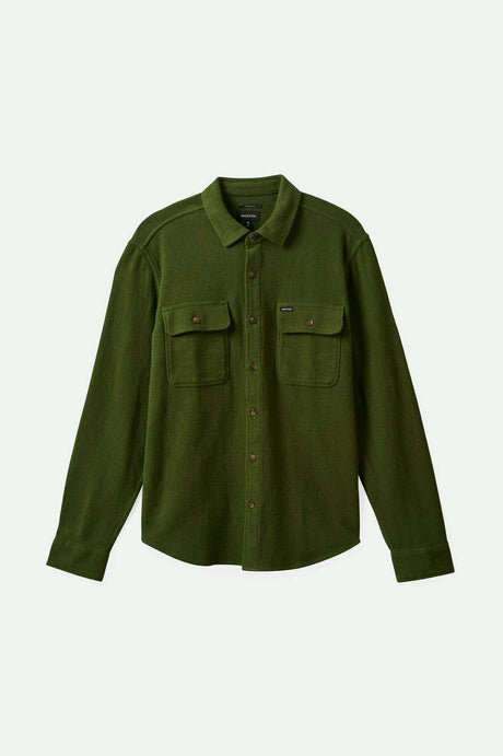 Brixton Men's Bowery Textured Loop Twill L/S Overshirt - Cypress Green | Main