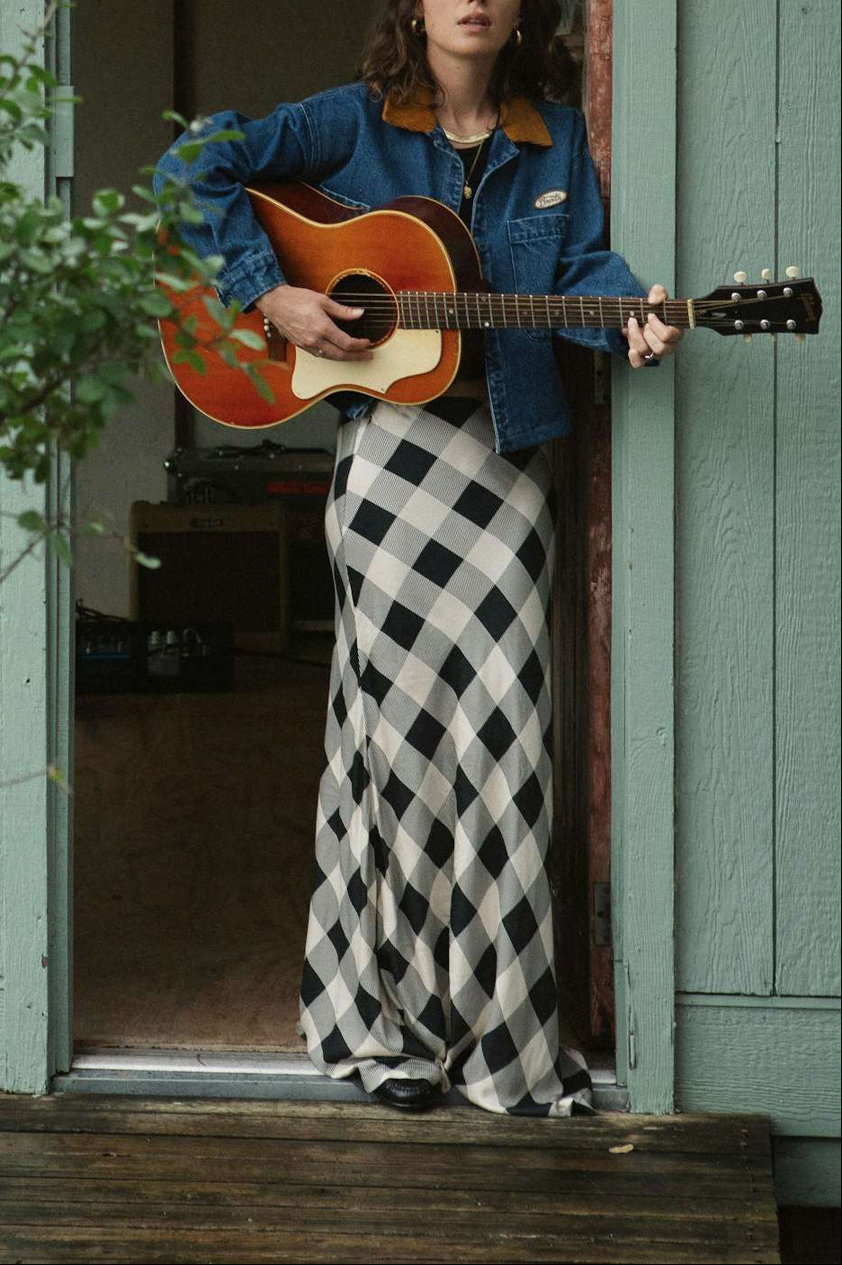 Women's Lifestyle 1 | Silky Full Length Skirt - Washed Black/Whitecap Buffalo Check