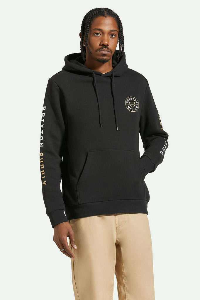 Men's Fit, front | Crest Hoodie - Black/Sand/White