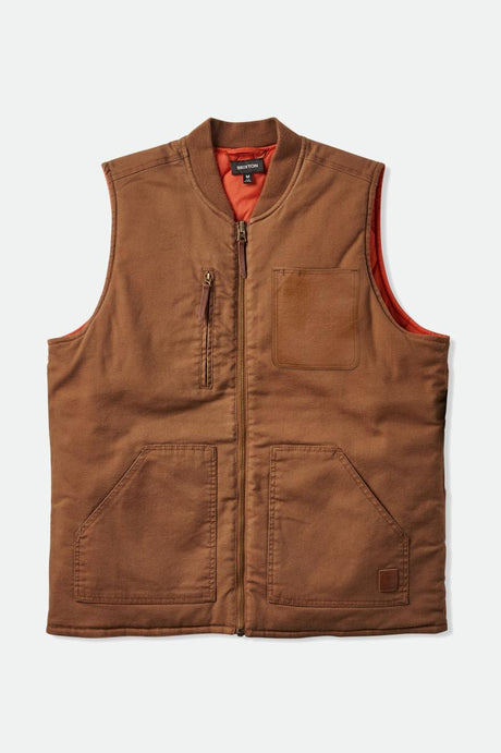 Brixton Men's Abraham Builders Reversible Vest - Bison/Burnt Red | Profile