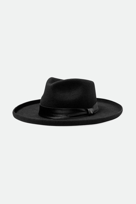 Brixton Women's Victoria Felt Fedora - Black/Black Satin | Main