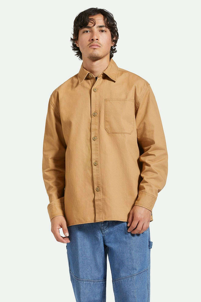 Men's Front Fit | Selden L/S Overshirt - Tobacco Brown Worn Wash