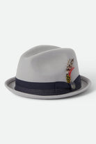 Unisex Gain Fedora in the color Light Grey/Midnight - Front Product Laydown Image