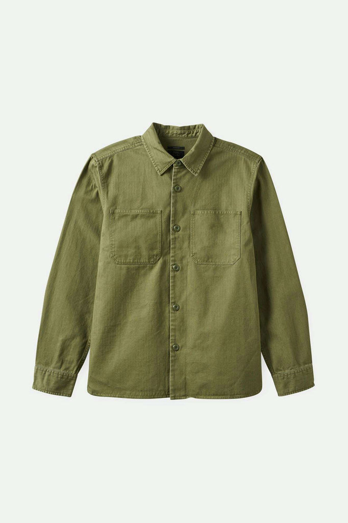 Brixton Men's Selden L/S Overshirt - Olive Surplus Worn Wash | Main