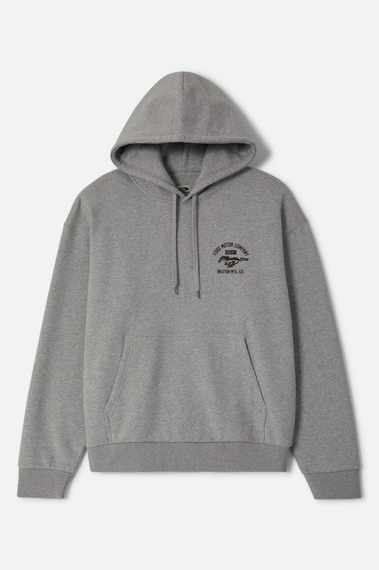 Men's Ford Mustang Hood in the color Heather Grey - Front Product Laydown Image