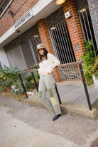 Women's Essex Patchwork Painter Pant in the color Vintage Olive Patchwork - Women's Lifestyle 2.0
