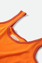 Women's Ringer Organic A-Tank in the color Tangerine/Burnt Brick - Additional Laydown image