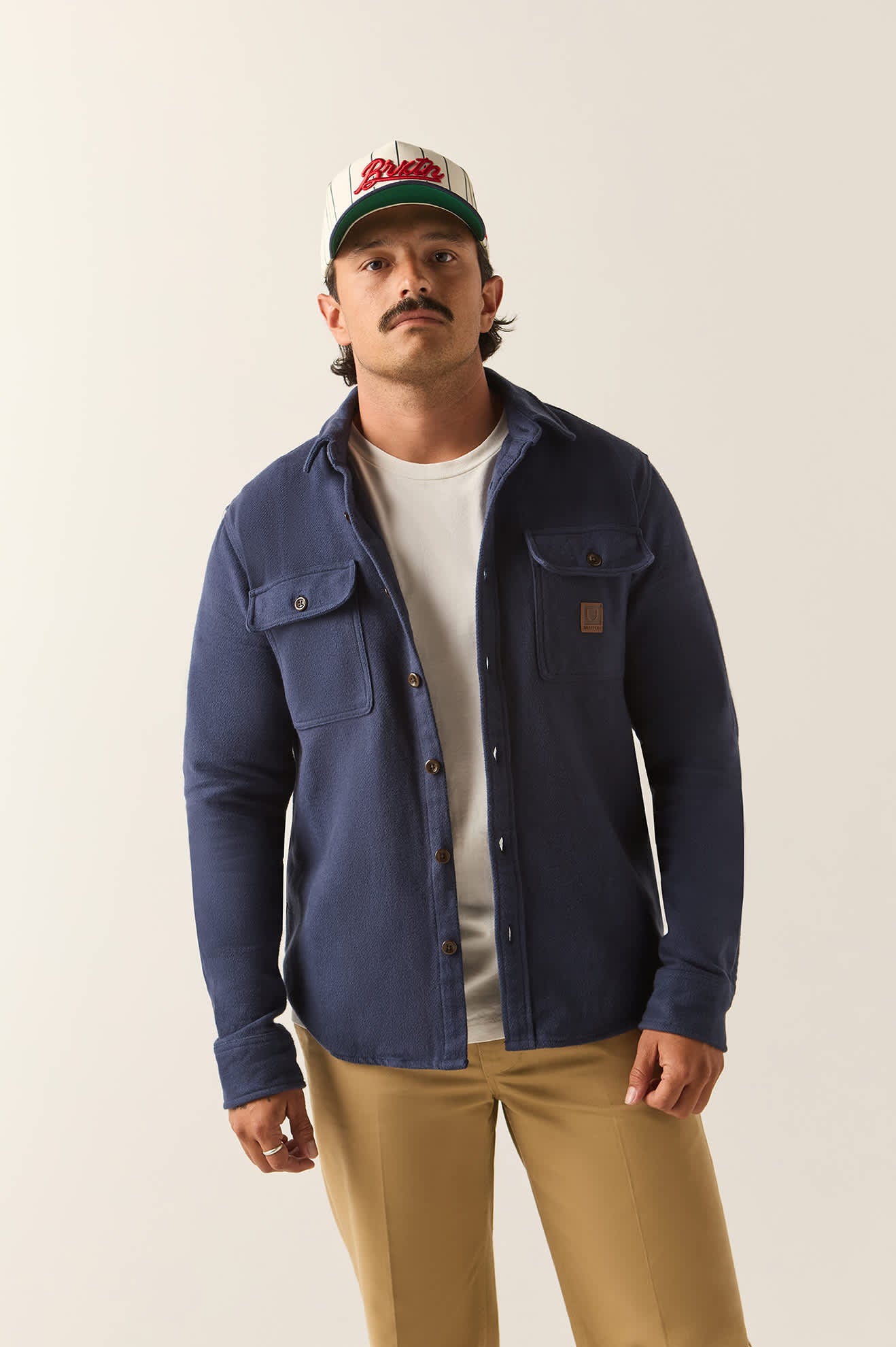 Men's Bowery Heavyweight Flannel in the color Washed Navy - Men's Front View