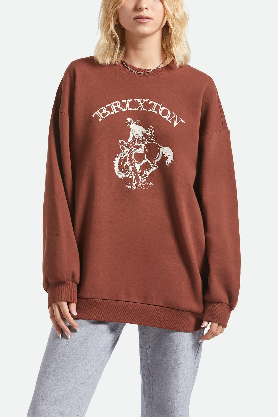 Women's Western Crew in the color Sepia - Women's Front View