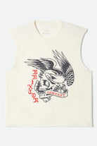 Men's Wolcott Worn In Boxy Muscle Tank in the color Off White - Front Product Laydown Image