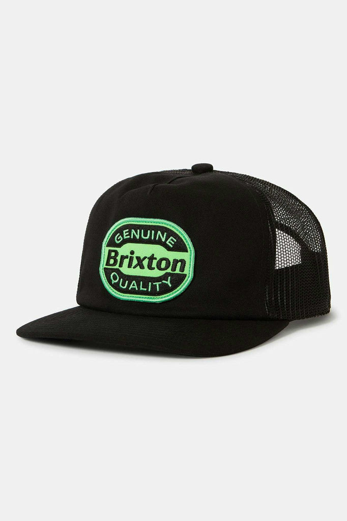 Brixton Unisex Neon Keaton MP Trucker Hat - Black/Green | Profile