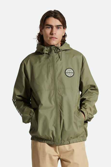 Men's Fit, Front View | Claxton Crest Lightweight Jacket - Olive Surplus