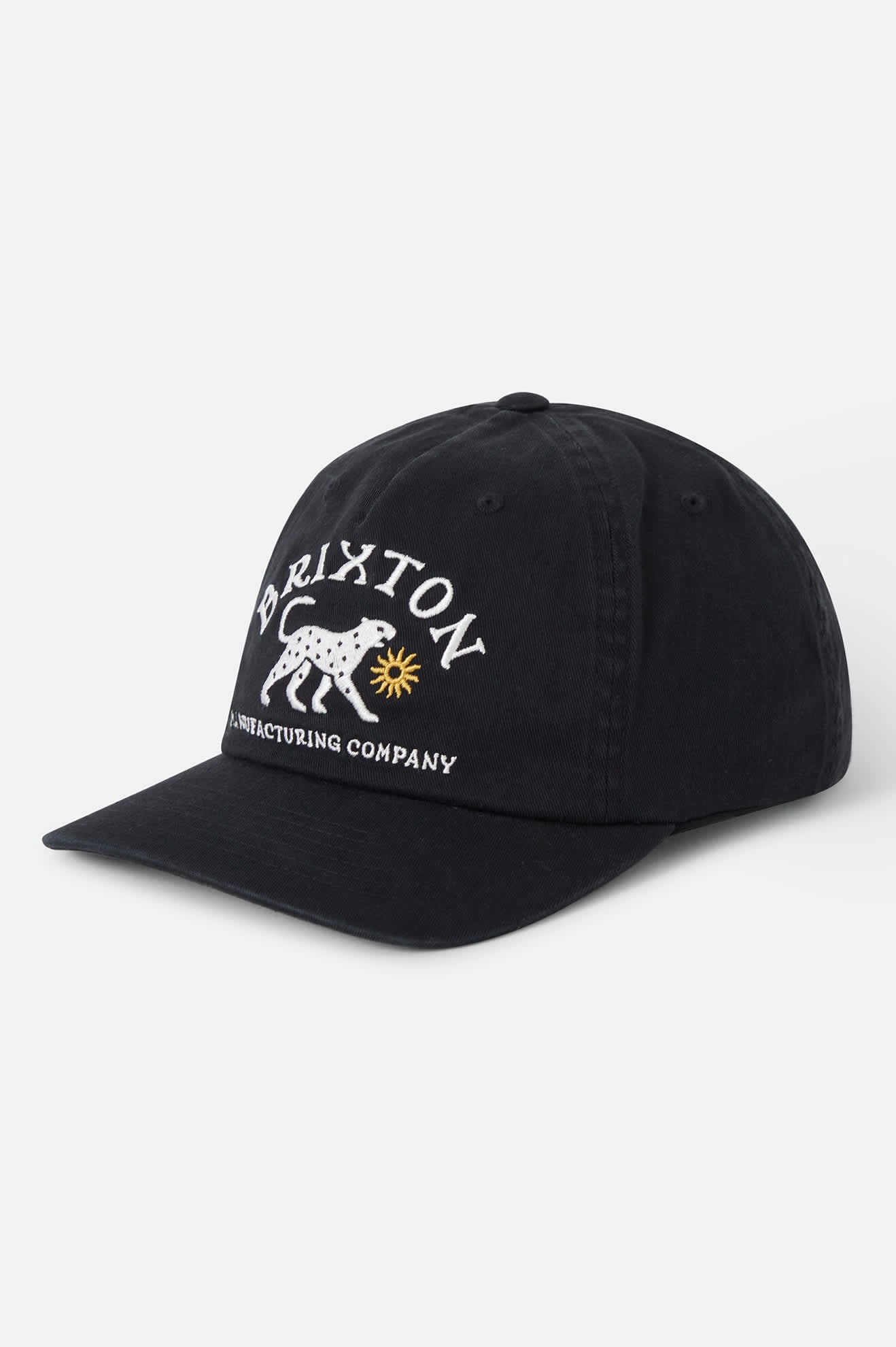 Unisex Stroll Alpha Snapback in the color Black - Front Product Laydown Image