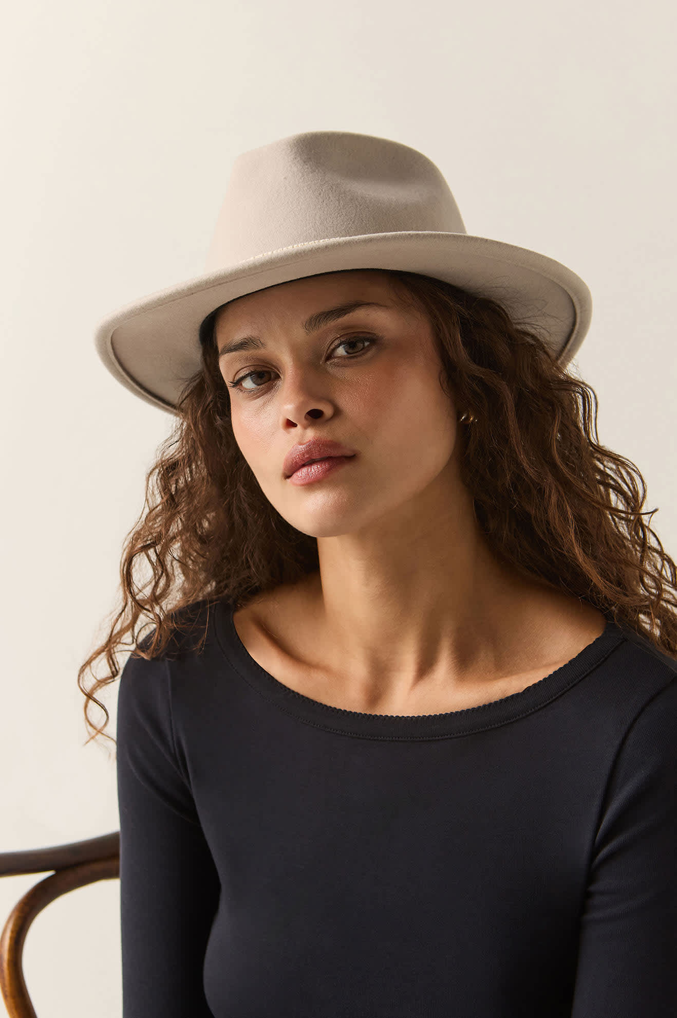Unisex Messer Fedora in the color Beige/Cream - Women's Side View